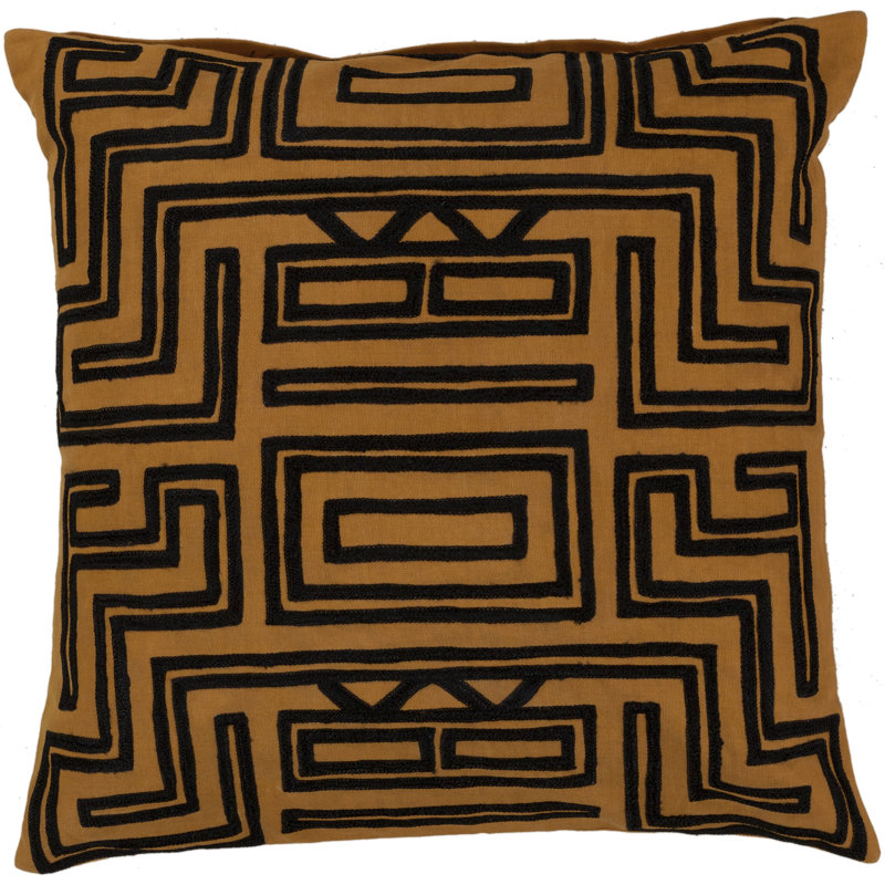 Mya Mesmerizing Maze Down Throw Pillow, 22" x 22", Burnt Orange/Black, No Fill
