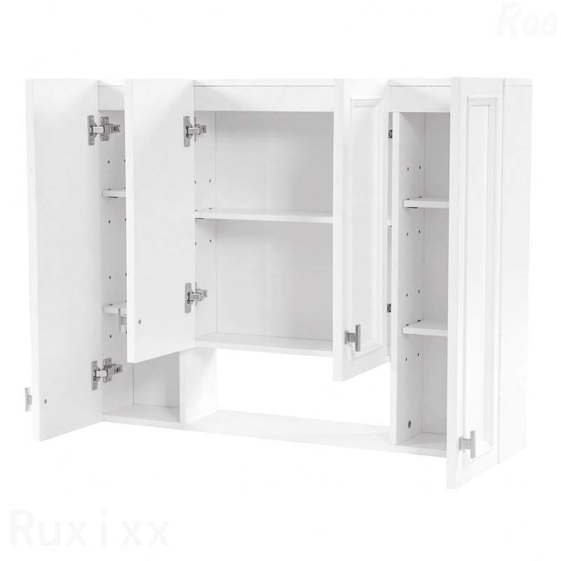 Bathroom Cabinet With 5 Adjustable Shelves, Wall-Mounted Cabinet With Soft-Closing Hinges For Bathroom