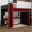Lit mezzanine avec bureau Gaming, ports USB et garde-robe, lit mezzanine en bois avec tête de lit et tringle