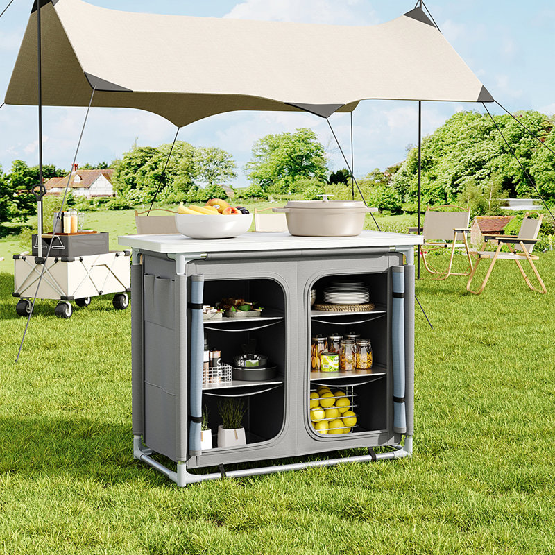 Dutchess Rectangular Outdoor Camping Table - 100 cm W 49.5 cm D, Grey