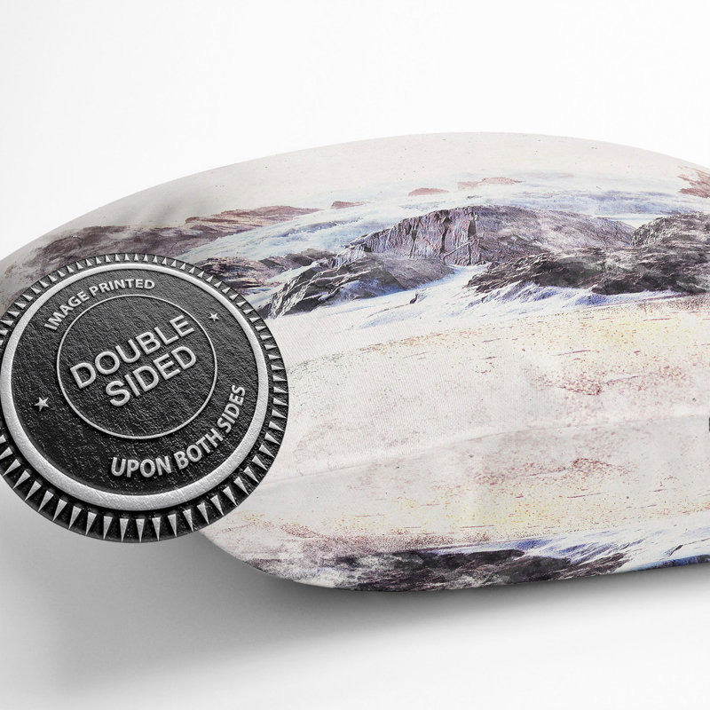 Ocean Crashing Against Rocks Watercolour Cushion with Filling, 40cm H x 40cm W x 15cm D