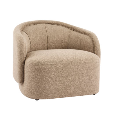 Living Amanda Beige Accent Chair Curved Boucle