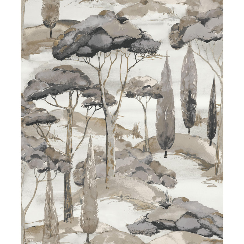 Papier peint arbre tropical bleu aquarelle, Noir