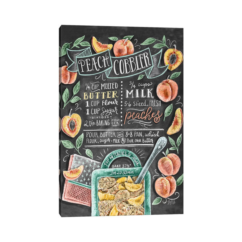Peach Cobbler Recipe - Print on Canvas, Wrapped Canvas, 30.48cm H x 20.32cm W x 1.91cm D