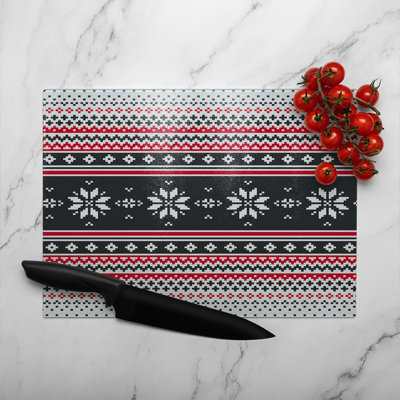 Abstract Christmas Dining Glass Chopping Board