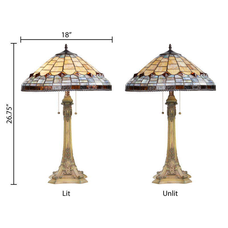 Ariana 26.75" Tan Tiffany Stained Glass Candlestick Table Lamp