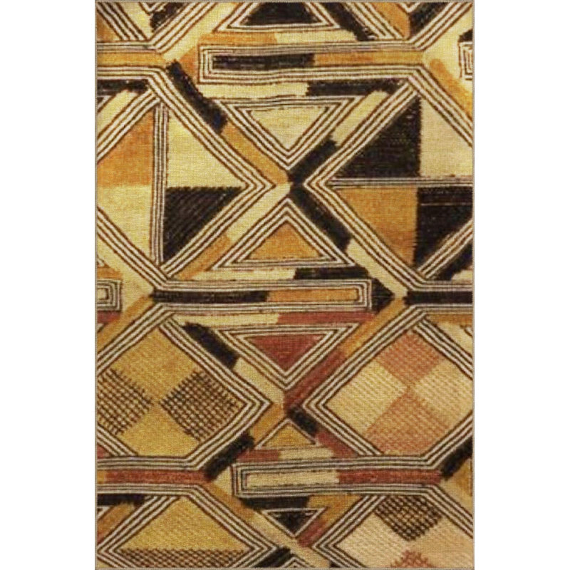Tapis lavable à motif géométrique jaune, Sous-tapis rectangulaire de 3 pi 3 po x 4 pi 11 po