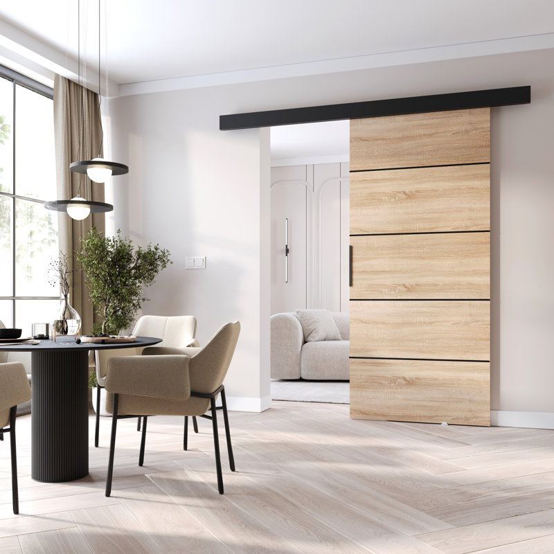 Sliding Door Prim 1K, Interior Door, 106cm x 205cm, Sonoma Oak/Black