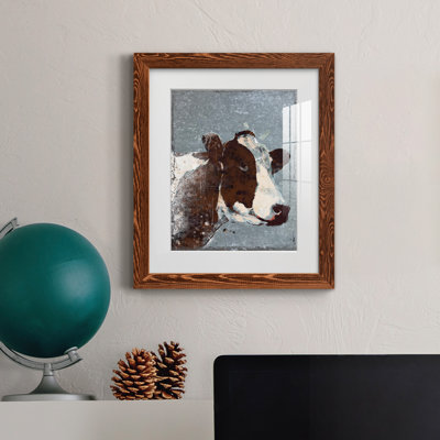 Vache sur métal galvanisé - peinture encadrée