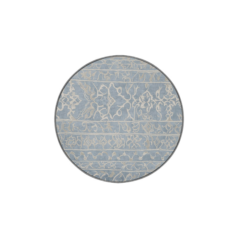 Machine Washable Gray Area Rug, Round 7'