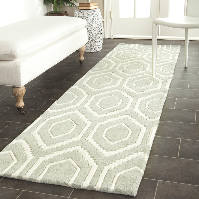 Tapis en laine touffeté à la main Deedie, Tapis de couloir 2 pi 3 po x 11 pi
