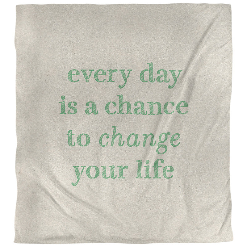Housse de couette change your life quote, Housse de couette pour très grand lit, Blanc / Vert