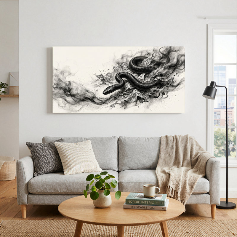 Ensemble de 1 tableau sur toile « Snake Smoke », L 40 po x H 20 po, Toile tendue