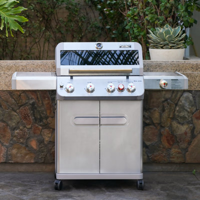 Monument Grills Mesa 415BZ 4 Burner Liquid Propane Infrared Gas Grill with Side Burner and Cabine