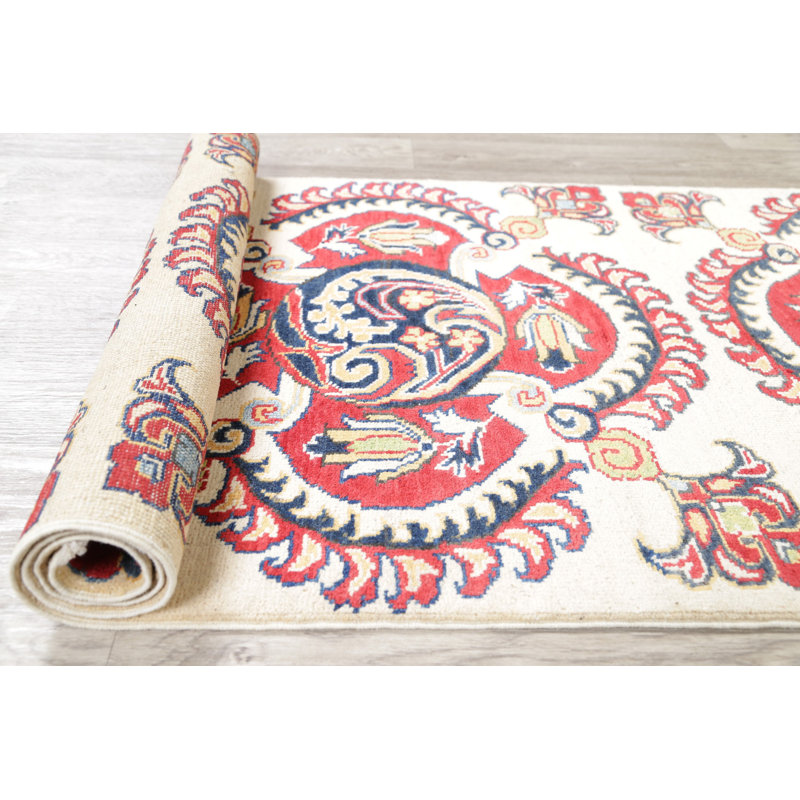 Tapis d’intérieur en laine beige/rouge 2 pi 10 po x 9 pi 7 po à la main one-of-kind-noué la 2010 kazak Best