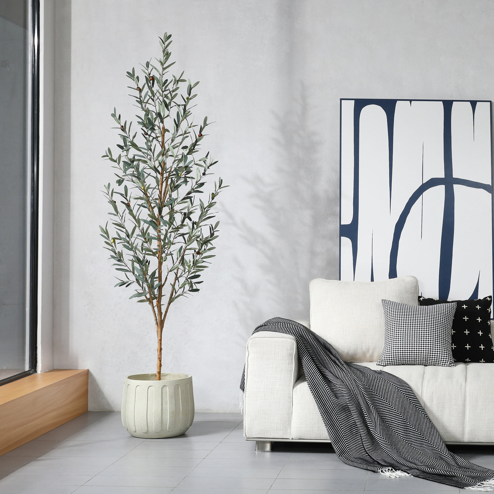 Adcock 48" Bougainvillea Tree in Planter, 1, White