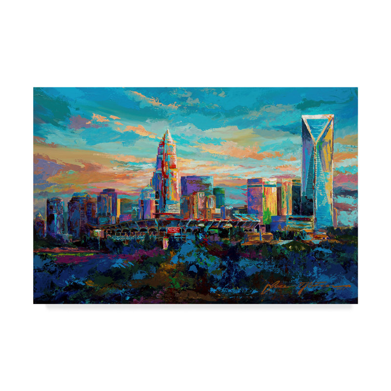 «The Queen City Charlotte North Carolina» par Magill, reproduction d'art sur toile tendue, H 22 po x l 32 po x P 2 po