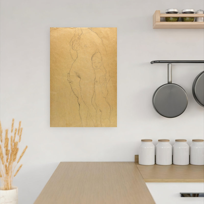Tableau abstrait contemporain Mère et Fille, H 18 po x l 12 po