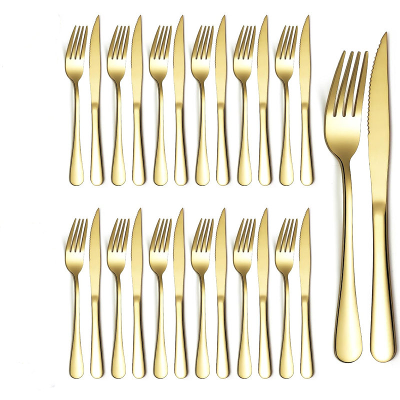 24 Piece Steak Knife Set, Gold