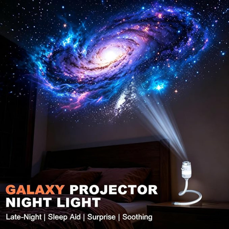 Projecteur de veilleuse de galaxie, projecteur d'étoiles de galaxie portable USB 2 en 1, lampe de projection DEL pour plafond/mur avec rotation à 360°, alimentation USB pour voiture et chambre, décoration pour adultes et enfants