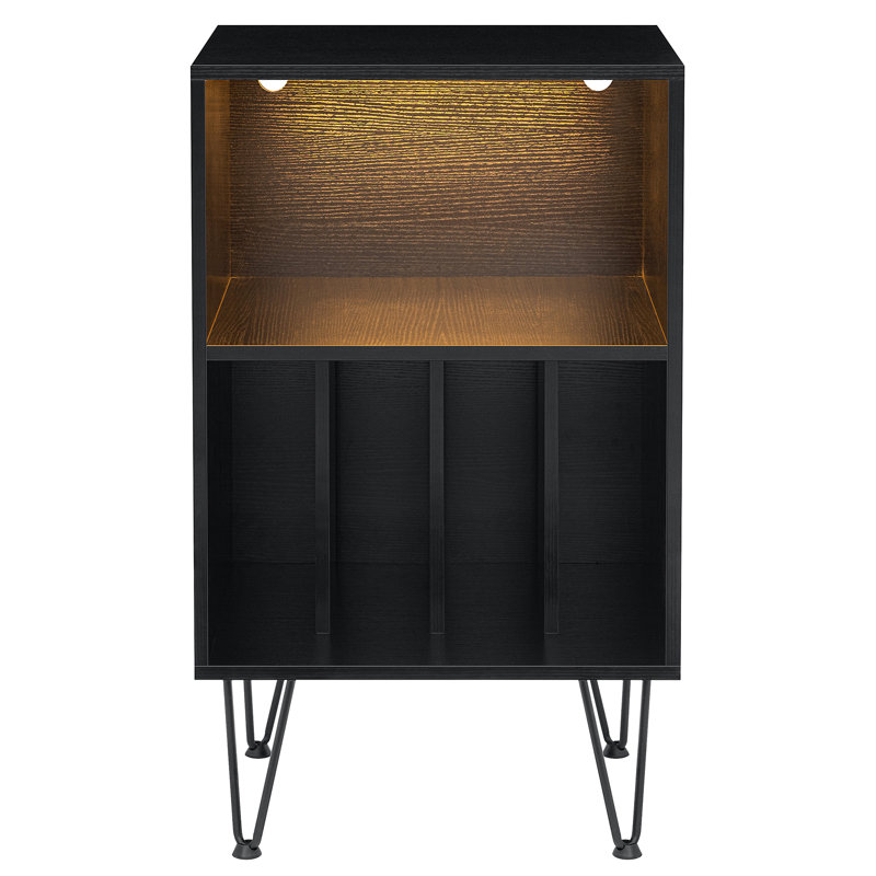 Audio Rack with 3-Color LED RGB Light, Black