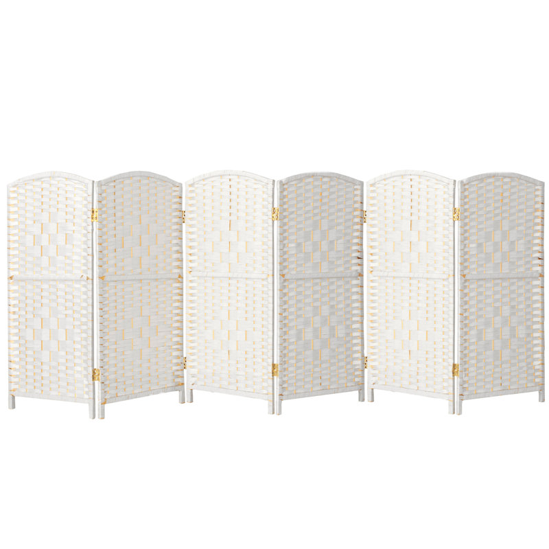 2 Ft. Tall Diamond Weave Fiber Room Divider - Dark Mocha - 8 Panel, 2 ft, 6, White