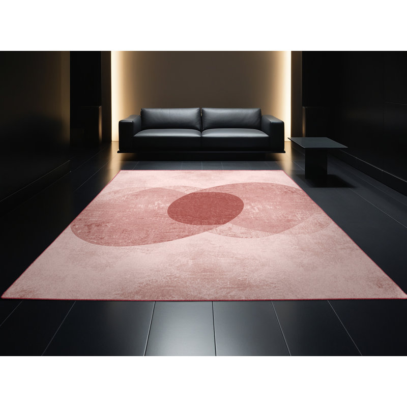 Soft Plush Farrer Valentines Modern & Contemporary Abstract Area Rug in Pink – Rose Binding, 5x7