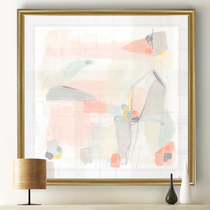 « pastel prism i »-reproduction d’art sur toile, H 26 po x l 26 po x P 1,5 po, Cadre doré