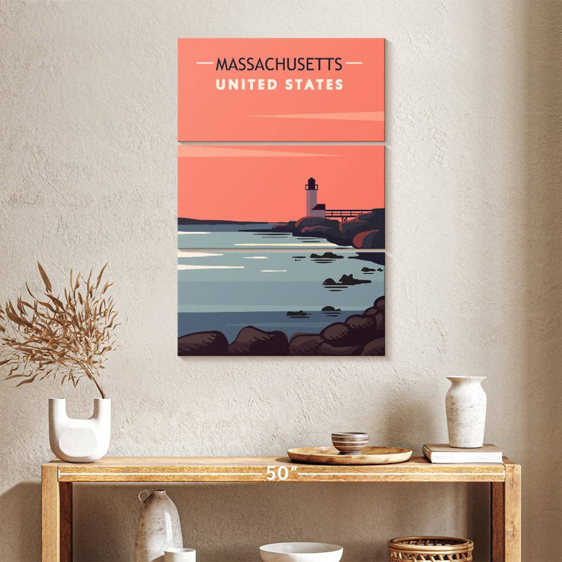 Affiche du phare d'Aletra au Massachusetts, H 38 po x l 24 po
