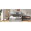 Lit superposé simple au-dessus d'un lit double, finition grise, avec tiroirs de sécurité et de rangement gris, pratique-1194190877