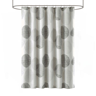 Rideau de douche moderne gris doux avec imprimé circulaire, facile à suspendre et lavable à la machine pour le décor de la salle de bain