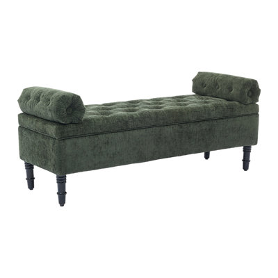Chenille Upholstered Storage Bench