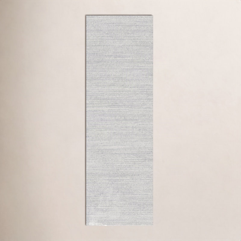 Tapis gris clair noué à la main Lilah, Tapis de couloir 2 pi 6 po x 8 pi