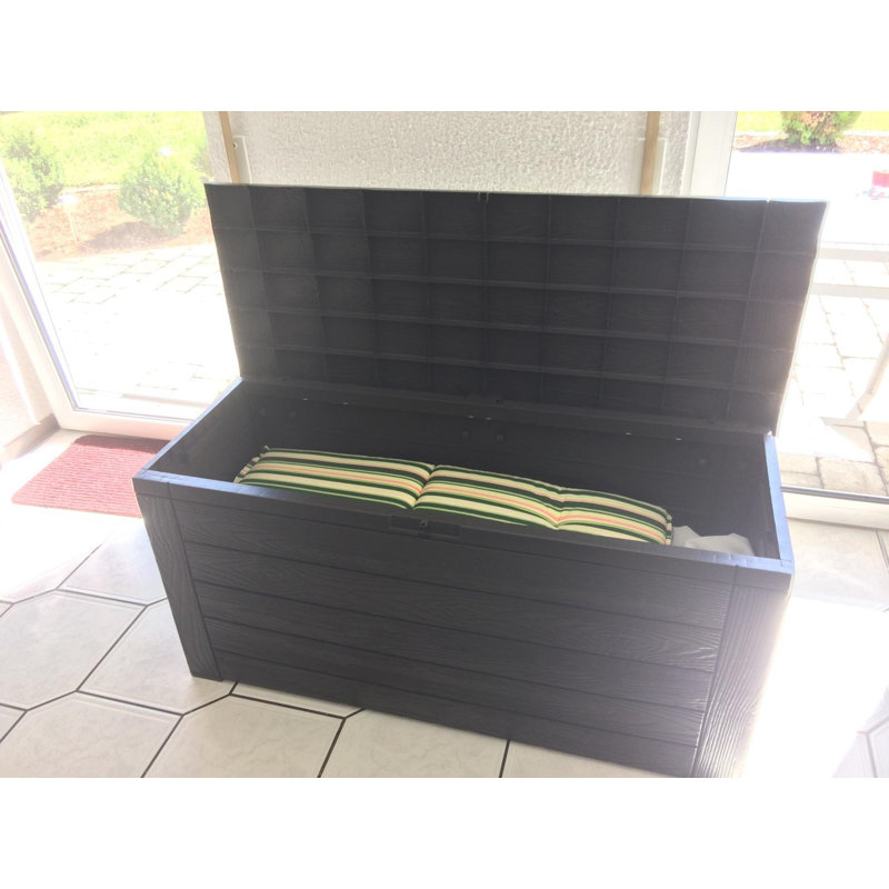 Dakota Fields Ailise 120cm W 324L Water Resistant Plastic Lockable Deck Box in Anthracite/Brown