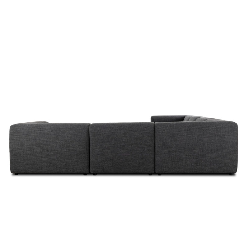 Lawndale 6PC Sectional W/ LAFC-Saxon Charcoal, Left Hand Facing, Saxon Charcoal Polyester Blend