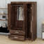 Bedroom Three Door Closet Wardrobe Built with  Drawers and 2  Hanging Rods-131254966