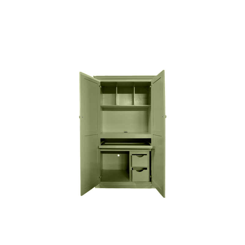 Bureau armoire en bois massif Breeda, Sauge d'été