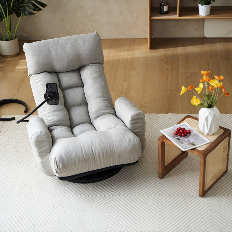Chaise de loisirs rotative à 360 degrés, tête et taille réglables, structure en métal gris, siège moelleux pour une détente confortable en gris, rotatif, rembourré de coton A et Time