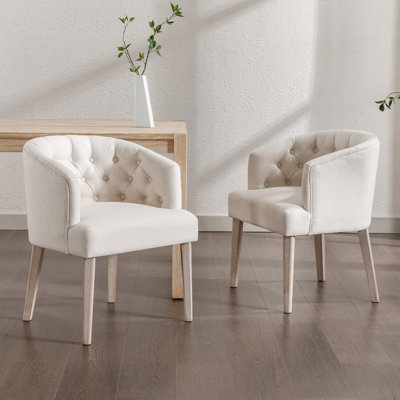Fauteuil rembourré en lin 19,25 po H capitonné pour salle à manger