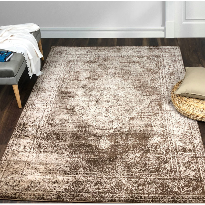 Tapis à motif oriental brun Wisser, Rectangle 4 pi x 6 pi