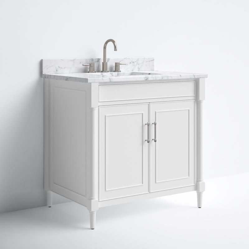 Selene 37'' Elegant White Single Freestanding Bathroom Vanity