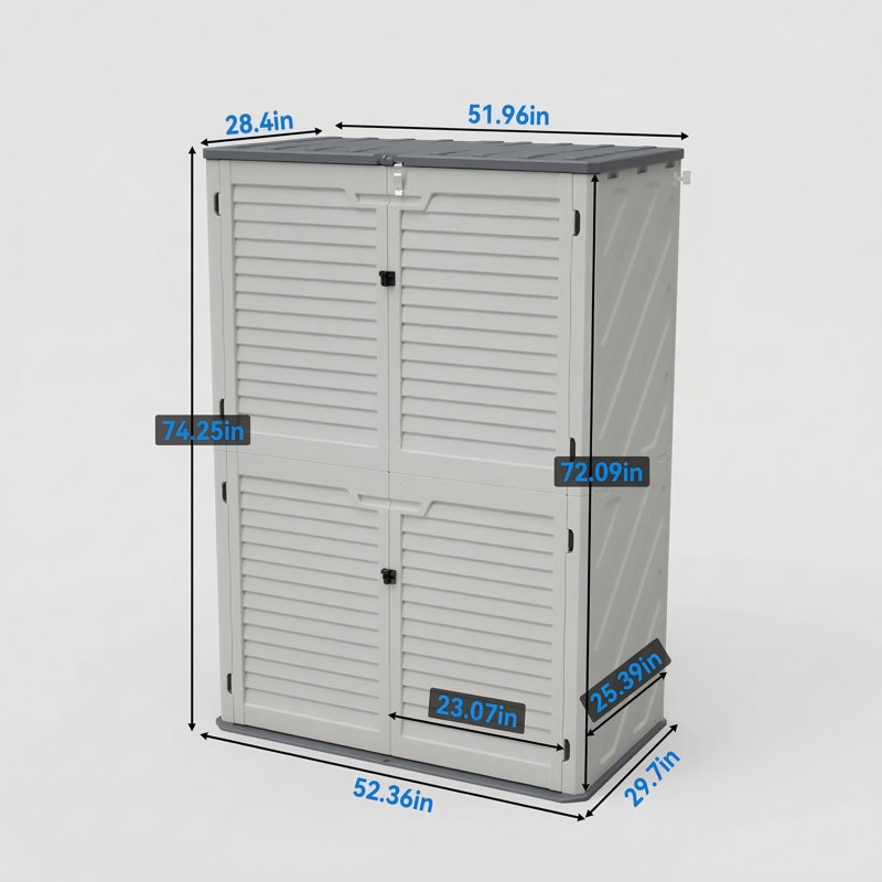 Boîte de rangement résistante aux intempéries pour équipement de jardin - Résine résistante antirouille, grande capacité, résistante aux rayons UV, sans tablettes intérieures
