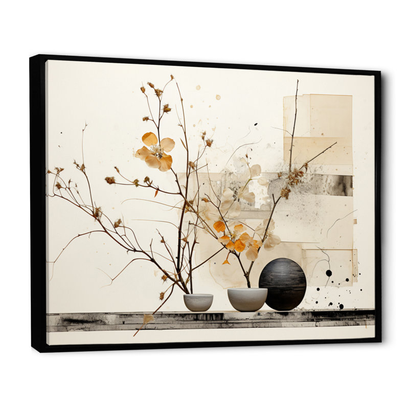 Asian Art Sumi Bird Serenity XXI - reproduction d'art, H 24 po x l 32 po x P 1 po, Cadre flottant noir
