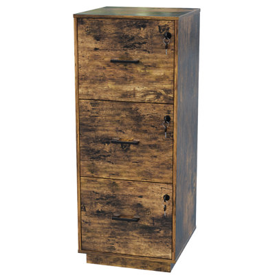 Wooden 3 Drawers File Cabinet With Lock 38.58"H by Inbox Zero