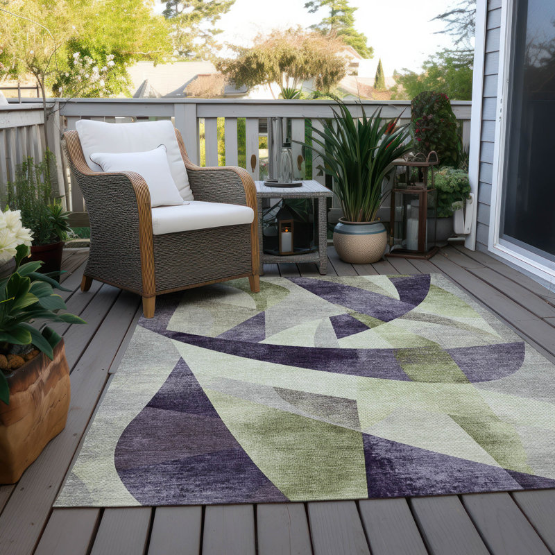 Machine Washable Indoor/Outdoor Xhevrie Purple Rug, Rectangle 3' x 5'