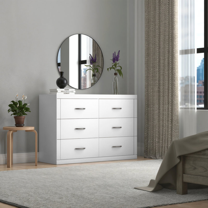 Commode double 6 tiroirs l 46,45 po Avigail, Blanc