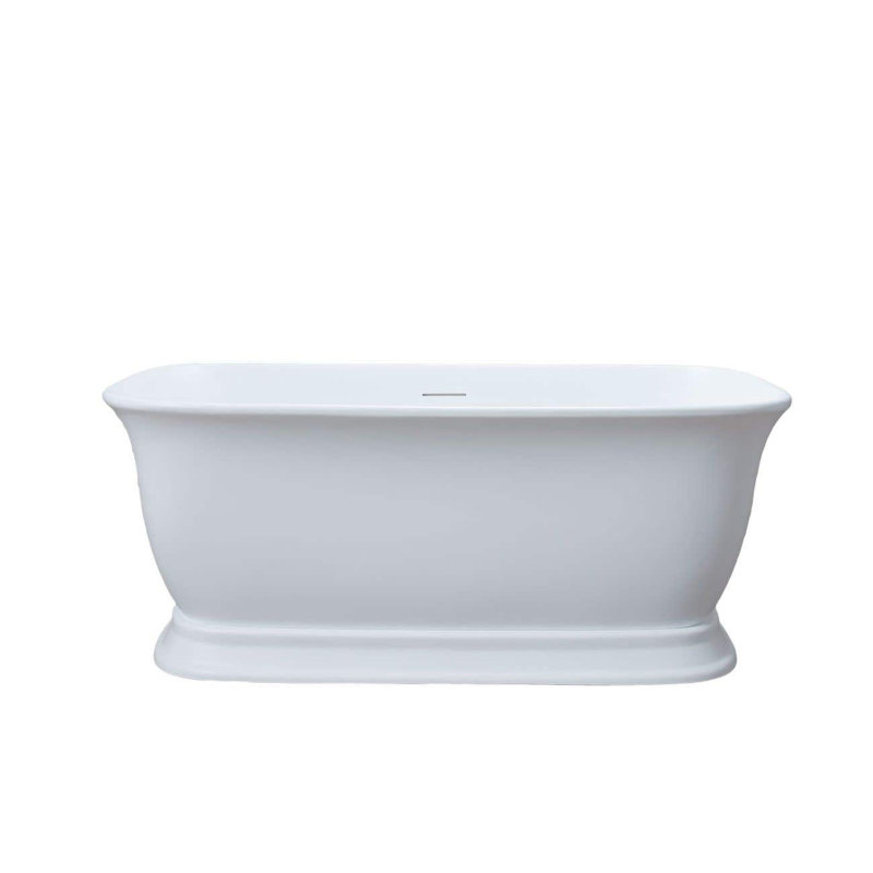 Fireclay 67'' x 31.5'' Soaking Acrylic Bathtub, Matte White/Oil-rubbed Bronze Drain