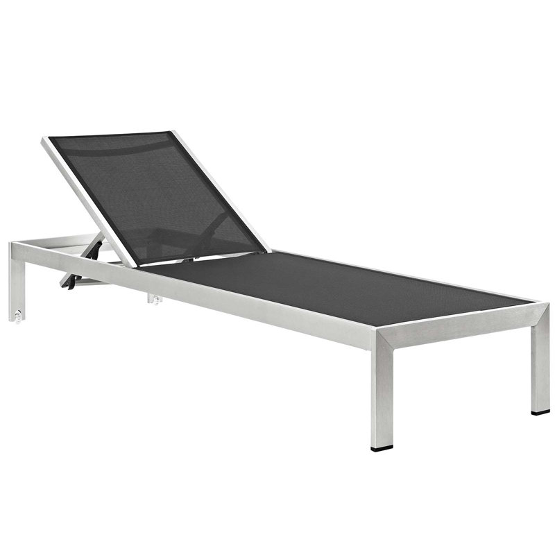 Shore Outdoor Patio Aluminum Chaise with Cushions, Turquoise