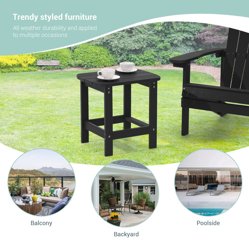 Table d'appoint d'extérieur, table basse Adirondack, Noir