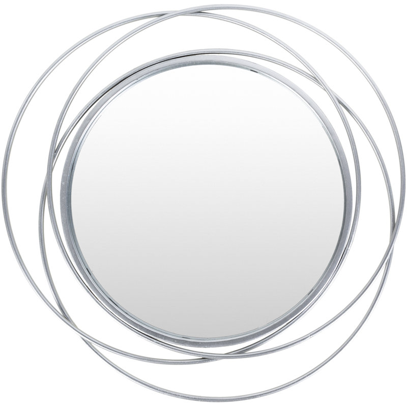 Wemple Iron Round Mirror, 24" x 24", Silver